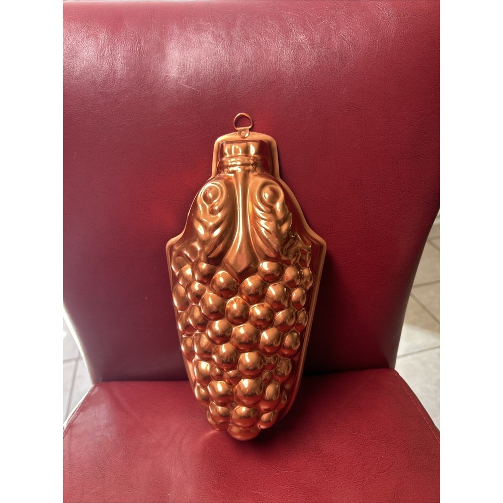 Vintage Copper Tone Aluminum Jello Mold Cake Pan Wall Hanging Grapes